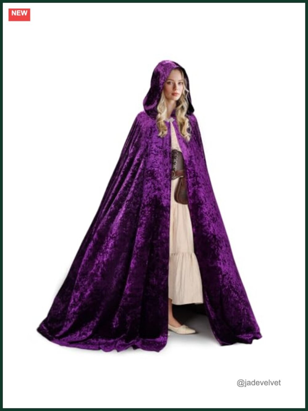 Velvet Hooded Cloak Full Length Halloween Vampire Witch Renaissance Costume Cape